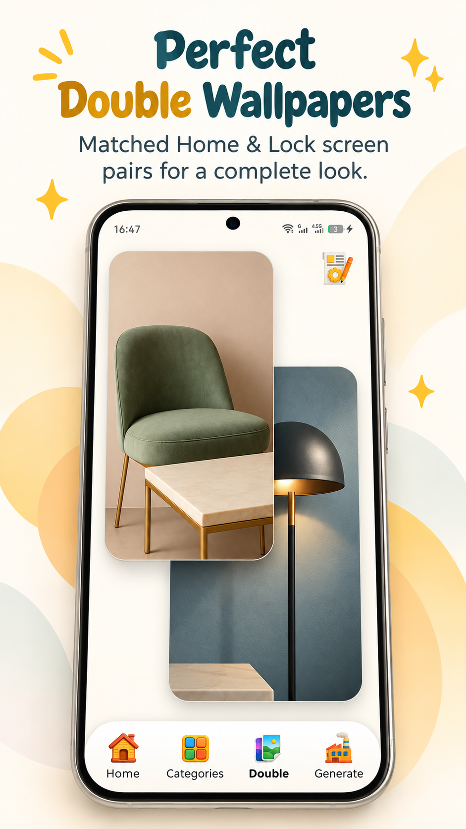 Matched home and lock screen double wallpapers