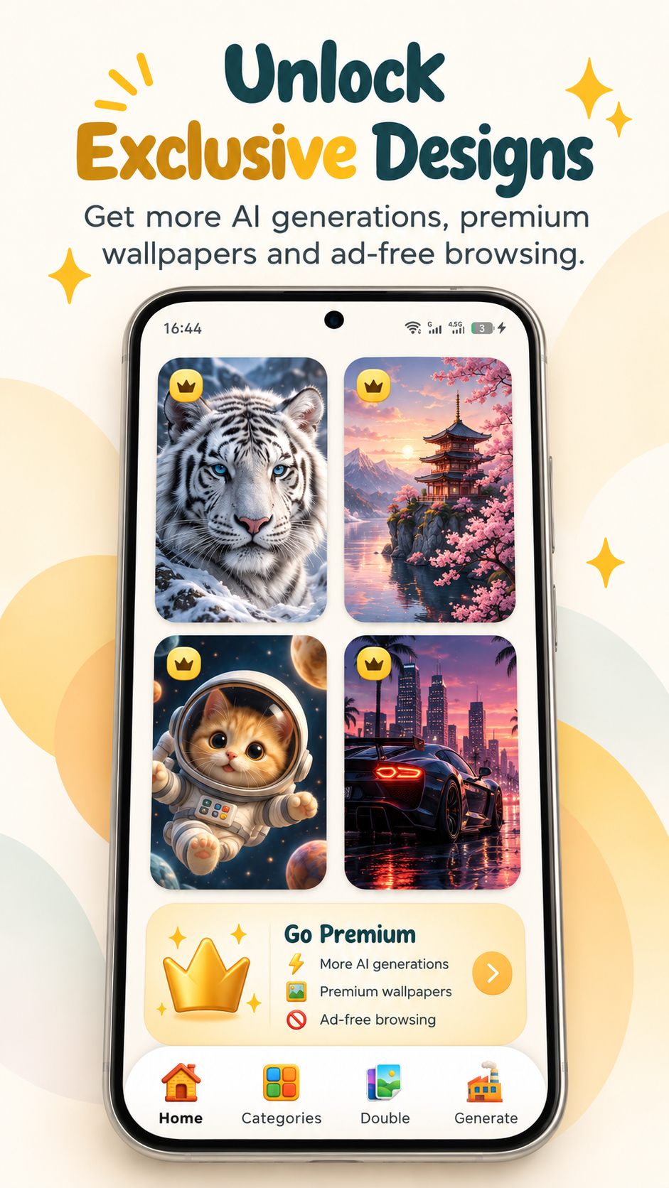 Exclusive premium wallpapers and ad-free browsing